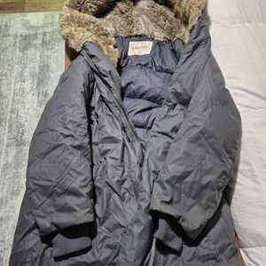 Aritzia Babaton Navy Parka with Faux Fur Lining